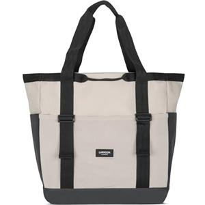 LARKSON Borsa Mare Donna Uomo Beige - Smilla - Borsone da Spiaggia Grande per Vacanze, Sport, Università, Viaggio - Tote Bag Shopper Con Cerniera - Idrorepellente