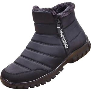 GILKUO Stivali da Neve Uomo Scarpe Stivaletti Invernali Impermeabili Pelliccia Doposci Stivaletto con Cerniera Inverno Nero Taglia 44