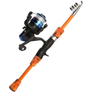Minhe Canna da pesca e mulinello per set combinato con asta telescopica, scatola per attrezzature, rete per esche e borsa per il trasporto per principianti - verde 1.