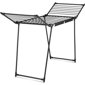 tectake® Stendino Salvaspazio Life, Stendibiancheria 18 m stenditura, Stendipanni pieghevole, 25 barre e 2 supporti per piccoli capi, in acciaio, piedini antigraffio, spazio per 54 articoli - Nero