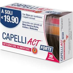 linea ACT Capelli Act Forte, Integratore Alimentare a base di Zinco e con Estratto di Mela Annurca, Rame, Cistina e Metionina, 1 Confezione da 30 Compresse
