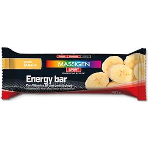 MASSIGEN Mass Sport Energy Bar Banana, 50 g, Barretta Energetica con Vitamina B1, Ideale per Sostenere il Metabolismo Energetico