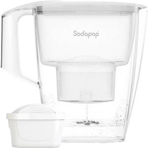 Sodapop Selina, caraffa filtrante per acqua con 1 cartuccia filtrante, capacità 3 l, compatibile Brita®, lavabile in lavastoviglie, colore bianco