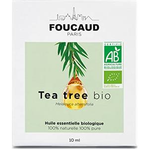 FOUCAUD | Tea Tree Oil | Olio Essenziale | BIOLOGICO | 100% Naturale 100% Puro | Contro Acne e Brufoli | Roll on Incluso | Prurito | Igiene Orale |10 ml | Aromaterapia | Marca Francese Nata nel 1946