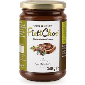 Agrisicilia Pistichoc crema Spalmabile di Pistacchio e Cacao, crema ideale per colazione e merenda,340 Grammi