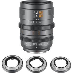 SIRUI VP-1 Vision Prime 1 T1.4 Full Frame Cine, obiettivo cinema con messa a fuoco manuale da 35 mm con attacco E preinstallato, supporti intercambiabili RF/Z/L (grigio metallico)