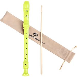 CONJURER Flauto dolce dolce per bambini e principianti - Flauto dolce soprano manico tedesco in plastica ABS rimovibile, flauto a 8 fori per adulti, registratore con penna di pulizia e istruzioni, verde