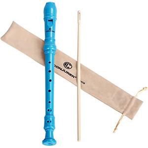 CONJURER Flauto dolce dolce per bambini principianti, soprano, impugnatura tedesca, plastica ABS, 8 fori, flauto per adulti, registratore con penna di pulizia e istruzioni (lingua italiana non garantita), blu