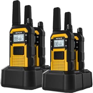 Retevis RB648 Radio Due Vie Robusta, IP67 Impermeabile, Walkie Talkie Robusti Antipolvere Con Microfono Altoparlante, Radio Ricaricabili Lungo Raggio Per Cantieri (4 Pezzi, Giallo)