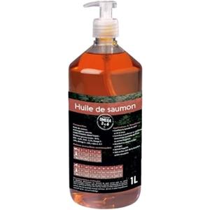 NUTRIVET - Alimenti complementari - Cani & Gatti - Olio di Salmone - Ricco di Omega 3 e 6 - Flacone Pompa 1L