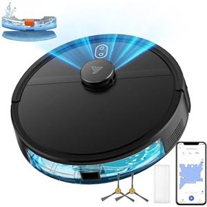 Yigars 2026 Robot Aspirapolvere Lavapavimenti con Mappatura, Navigazione Laser Aspirapolvere Fino a 5000Pa, Automatico 120 Mins, Pulizia Personalizzata,Precisione nell'Evita Ostacoli, WiFi/App/Alexa-Nero