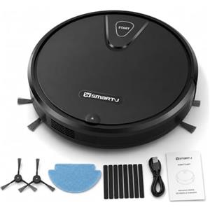 SMART-J Robot Easy Robot Aspirapolvere Automatico per Casa, Spazzole Laterali per Pulizia degli Angoli, Batteria al Litio 1800 mAh, Spazzole Laterali, Contenitore 400 ml, Design Slim 7,5 c