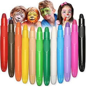 Beesjuy Truccabimbi, 12 Body Painting Colori, Face Painting Bambini, Trucchi Truccabimbi, Colori per Pancia Gravidanza Sicuro, per Carnevale e Cosplay, Face Paint Lavabili, Per Bambini per Natale Halloween