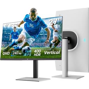 KTC H27E6S Monitor Gaming 27 Pollici QHD 2560 x 1440, 240 Hz (OC 275 Hz), Fast IPS, 1 ms, HDR400, FreeSync & G-Sync Compatible, Eye Care, VESA 100 x 100, Supporto Regolabile, HDMI 2.0, DisplayPort 1.4