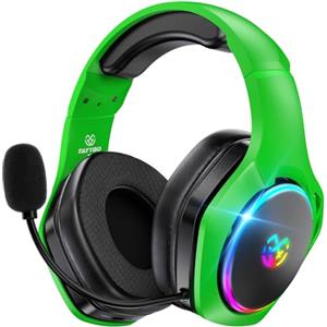 Tatybo Cuffie da gioco senza fili, cuffie con microfono rumore ambientale, 7.1 suono surround, batteria da 35 H, trasduttori 50 mm, auricolari traspiranti, cuffie gamer per Ps5 PC Ps4 Switch, verde