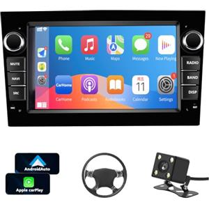 LSLYA Autoradio 2 DIN per Opel Astra h/Zafira b/Meriva/Vivaro Bluetooth Stereo Car con Wireless Carplay Android Auto Schermo da 7 pollici-BLACK