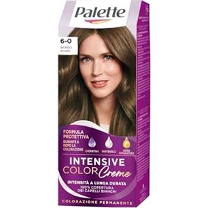 Palette Intensive Color Cream Palette Intensive Color Creme 6-0 Biondo Scuro, Colorazione Permanente, Formula Protettiva durante & dopo la colorazione, Instensità a lunga durata, 100% Copertura dei Capelli Bianchi
