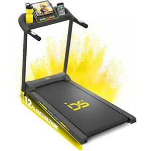 IDS G14 Tapis Roulant Elettrico Salvaspazio, Brand ITALIANO, Tappeto Corsa Extra Large (40 cm), 12 km/h, Inclinazione, Telaio Rinforzato, Display, Supporto Tablet, Garanzia e Assistenza ITALIA