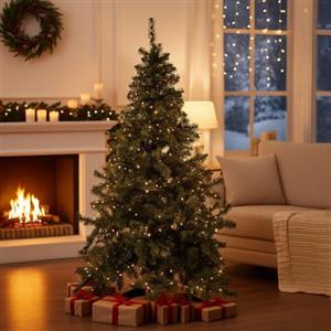 Dmora -Albero di Natale Plaine, Pino Artificiale, Albero Effetto Reale, Alberello Natalizio, Made in Italy, 150x150 h250 cm, Verde