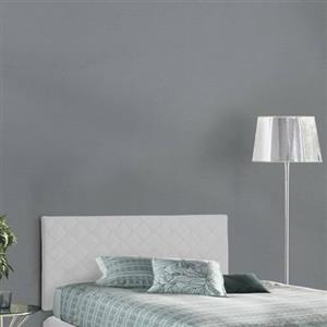 Talamo Italia - Letto piazza e mezza Cleo, Testata in ecopelle a muro, 100% Made in Italy, adatta a letto da una piazza e mezza, Cm 130x60, Bianco