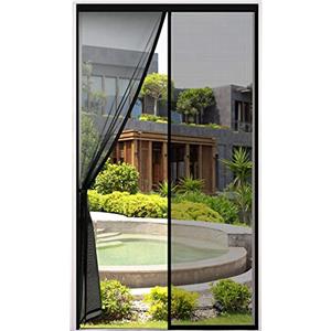 Cinkee ADDENSATO Zanzariera Magnetica per Porta 75x210cm, Rete Fine Zanzariera Magnetica Porta, Tenda Zanzariera Porta con Totalmente Calamita, si Chiude da Sola per Balcone, (Nero)