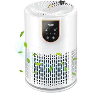 Aircillin Purificatore d'Aria Con Filtro Hepa da 5 Stadi, 3 Velocità, Rimuove il 99,97% di Polvere, Polline, Fumo, Copertura 45 m², 25 dB, con Funzione Diffusore di Aromi e Timer