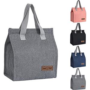 Yikki Borsa Termica Porta Pranzo per Donna e Uomo, Riutilizzabile Borsa Frigo Piccola Portatile, Isolata, a Prova di Perdite, Lunch Bag Borsa Termica per Lavoro, Ufficio, Scuola, Picnic, Viaggi (Grigio)