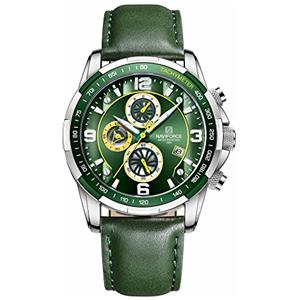Naviforce Orologio sportivo cronografo analogico al quarzo da uomo cinturino in pelle