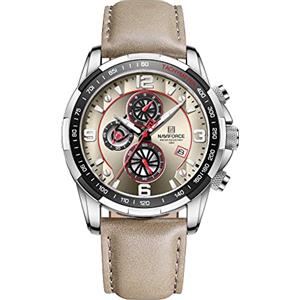 Naviforce Orologio sportivo cronografo analogico al quarzo da uomo cinturino in pelle