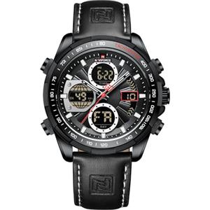 Naviforce Orologi digitali militari da uomo Orologio analogico al quarzo impermeabile Orologio sportivo multifunzionale in pelle
