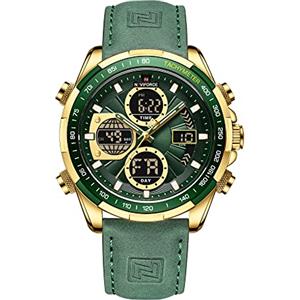 NAVIFORCE Orologio da polso da uomo, digitale, analogico, al quarzo, impermeabile, sportivo, multifunzione, in pelle, Moda