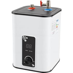 EGBNSY Scaldabagno, 8L Scaldabagno Elettrico Istantaneo, 1500W Scalda Acqua Elettrico Istantaneo, Temperatura 0-65°C, Acciaio Inox 316, Caldaia Elettrica per Cucina, Bagno e Camper (Bianco)