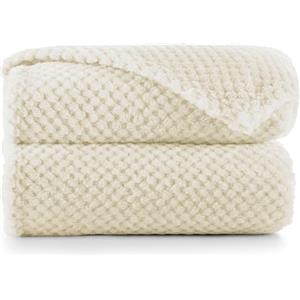 DecoKing Coperta Plaid Pile 70x150 cm per Letto Singolo Calda Accogliente e Spessa in Morbido Velluto Stile Scandinavo Per Letto Divano Sedia Tutte le Stagioni Beige Henry