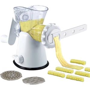 Tredoni Tritacarne Manuale & Tritaverdure - Macchina per Biscotti con Pressa e Accessorio per Churros/Biscotti (4 Forme), Bianco
