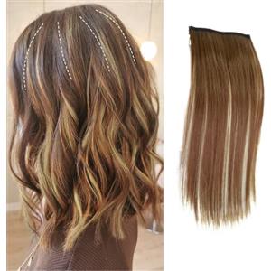 HSAJS Extension Capelli Filo Invisibile per Donne Ragazze Capelli Lisci Veri Clip Naturale Finta Sintetici Clip Posticci Capelli Extension 20cm