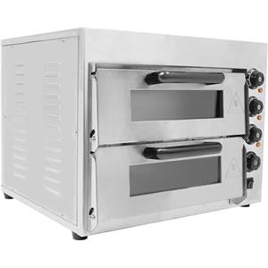 XYCHAO Forno elettrico per pizza da 3000 W, doppia camera, professionale, in acciaio inox con 2 x 20 l di capacità e pietra di cordierite, temperatura 50 - 350 °C, timer 60 minuti, forno elettrico per pizza