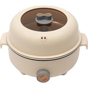 GANYUNG Pentola elettrica 300 W/600 W - Compatta portatile con rivestimento antiaderente in acciaio inox, pentola a vapore per arrostire zuppa, 1,5 l portatile mini forno antiaderente