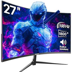 Gawfolk 27 Pollici 100Hz Curvo Gaming Monitor, Full HD 1080P da PC Schermo,Speaker Integrati Monitor 1800R Senza Cornice per Computer con FreeSync e Tecnologia Eye Care, Supporta VESA, HDMI, VGA
