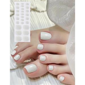 Wahrshei Punta Unghie Gel Adesive UV, Luccichio di perla 26 PCS Piede Smalto Adesivo per unghie, Strisce di Smalto Gel per Unghie