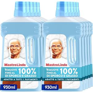 Mastro Lindo Detersivo Liquido, Adatto a Tutti i Pavimenti, 12 Confezioni (12 x 930ml), Profumo Fiore Delicato, Senza Residui Agressivi, Rimuove Fino Al 100% Di Grasso e Sporco