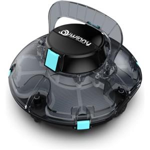 WINNY POOL CLEANER Winny 200 Robot Piscina, Piscina Senza Fili con Batteria, Autonomia 75 Min per Piscine Fuori Terra 60 m², Doppia Filtrazione, Parcheggio Automatico(Nero Traslucido)