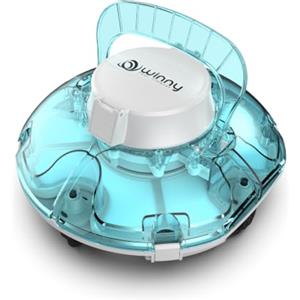 WINNY POOL CLEANER Winny 200 Robot Piscina, Piscina Senza Fili con Batteria, Autonomia 75 Min per Piscine Fuori Terra 60 m², Doppia Filtrazione, Parcheggio Automatico(Blu con riflesso Bianco)