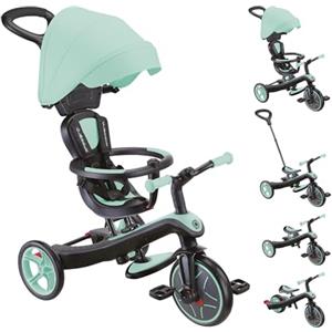 Globber - Triciclo Explorer 4 in 1 - Triciclo evolutivo e draisiano per bambini dai 10 mesi ai 5 anni, verde menta