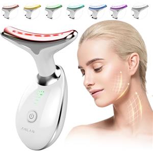 ANLAN Massaggiatore Viso 7 Colori Radiofrequenza Viso con 3 Modalità Dispositivo di Bellezza Antirughe，45°C EMS Gua Sha Viso per Tonificare Jawliner Pulizia