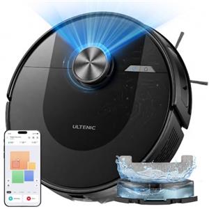 Ultenic Robot Aspirapolvere Lavapavimenti con LiDAR, 8000Pa, 180Min, Rilevamento Tappeti con Auto-Boost, Mappe Multilivello, Design Ultracompatto, Controllo App/Alexa
