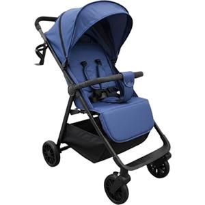 Baroni Kids Passeggino Leggero Richiudibile fino a 22 kg, Chiusura Salvaspazio Compatta, Schienale Reclinabile, Cappotte Estensibile, Cintura a 5 Punti, Cesto e Tasca Portaoggetti (Blu)