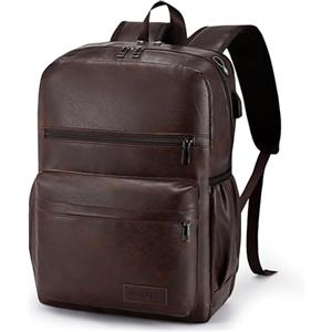 BAGZY Zaino Uomo Pelle Zaini da Viaggio Aereo Bagaglio a Mano 40x30x15 British Airways Air France Impermeabile 20L Zaino Porta PC 15.6 Pollici con Porta USB per Ufficio Moto Lavoro Università Donna