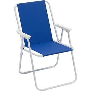 Baroni Home Sedia Pieghevole da Mare, Sedia Spiaggia o Campeggio in Tela, Sedia da Esterno con Braccioli Colorata 52x44x76 cm Blu