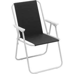 Baroni Home Sedia Pieghevole da Mare, Sedia Spiaggia o Campeggio in Tela, Sedia da Esterno con Braccioli Colorata 52x44x76 cm (Nera)