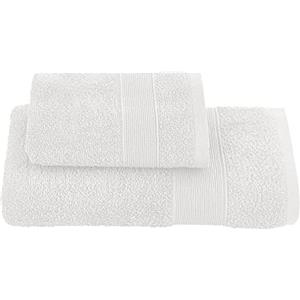 Baroni Home Set Asciugamani Viso e Ospite, 100% Cotone, Asciugamani Bagno, 55x100 cm e 40x50 cm Bianco